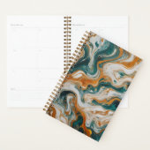 Gepersonaliseerde Blauwgroen Wave Swirl Print Planner (Display)