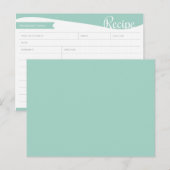 Gepersonaliseerde Blauwgroen & Witte Recept Kaart (Voorkant / Achterkant)