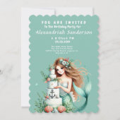 Gepersonaliseerde Blauwgroen zeemeermin strand ver Kaart (Voorkant)