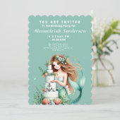 Gepersonaliseerde Blauwgroen zeemeermin strand ver Kaart (Staand voorkant)