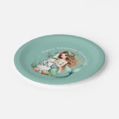 Gepersonaliseerde Blauwgroen zeemeermin strand ver Papieren Bordje (Gekanteld)