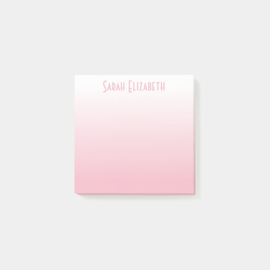 Gepersonaliseerde Bleekroze Witte Gradiënt Post-it® Notes (Voorkant)