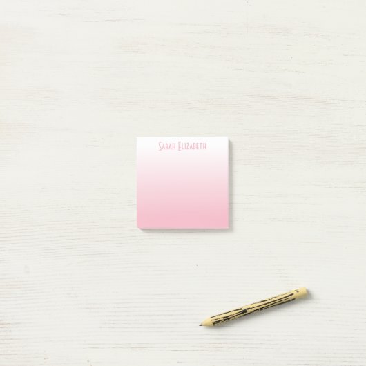 Gepersonaliseerde Bleekroze Witte Gradiënt Post-it® Notes (Op bureau)
