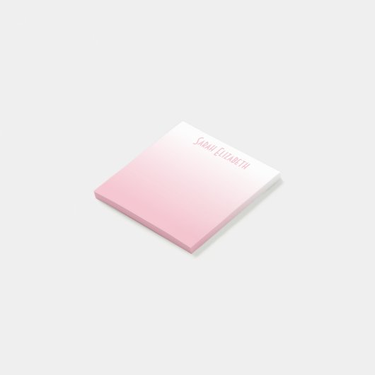 Gepersonaliseerde Bleekroze Witte Gradiënt Post-it® Notes (Schuin)