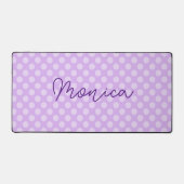 Gepersonaliseerde Bleke Lavendel Polka Dot Bureaumat (Voorkant)