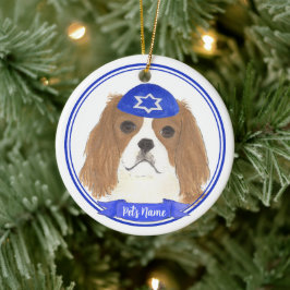 Gepersonaliseerde Blenheim Cavalier Hanukkah Yarmu Keramisch Ornament