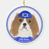 Gepersonaliseerde Blenheim Cavalier Hanukkah Yarmu Keramisch Ornament (Achterkant)