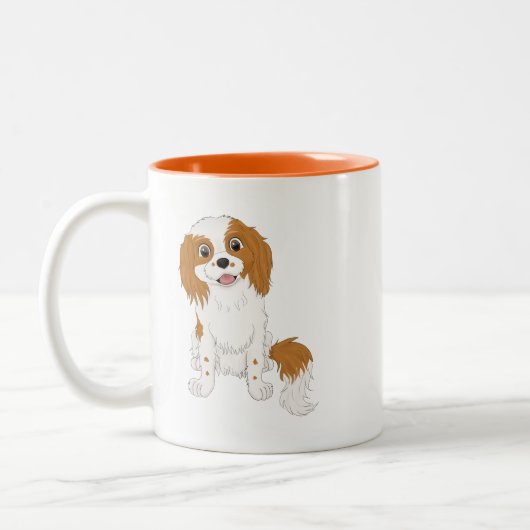Gepersonaliseerde Blenheim Cavalier Spaniel  Tweekleurige Koffiemok (Links)