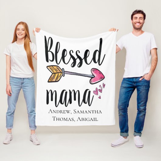 Gepersonaliseerde "Blessed Mama Gift" voor mam Fleece Deken (In situ)