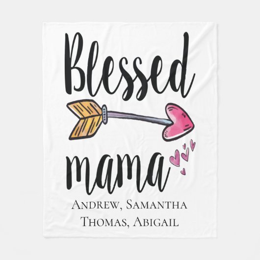 Gepersonaliseerde "Blessed Mama Gift" voor mam Fleece Deken (Voorkant)