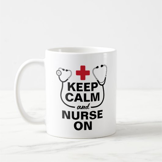 Gepersonaliseerde Blijf kalm en verpleegster op ma Koffiemok (Links)