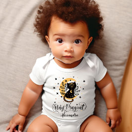 Gepersonaliseerde "Blijf Magisch" Zwarte Kat Romper