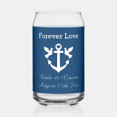 Gepersonaliseerde blikbril voor maritieme bruiloft blikvorm glas (Voorkant)