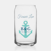 Gepersonaliseerde blikbril voor nautische bruiloft blikvorm glas (Achterkant)