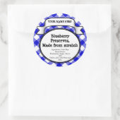 Gepersonaliseerde blikpot/deksel label, Blue Gingh Ronde Sticker (Tas)