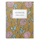 Gepersonaliseerde blockprint geïnspireerd mosterd  notitieboek (Voorkant)