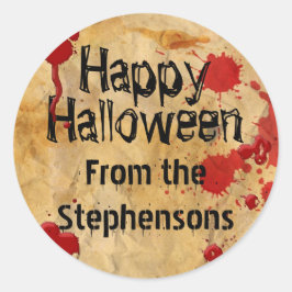 Gepersonaliseerde Bloed Splatter Halloween Party Ronde Sticker
