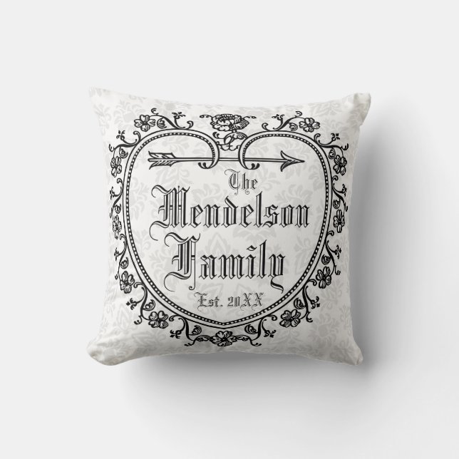 Gepersonaliseerde bloeiende monogrammen kussen (Voorkant)
