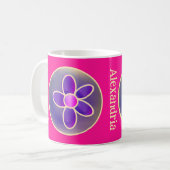 Gepersonaliseerde Bloem Hot Pink Koffiemok (Voorkant links)