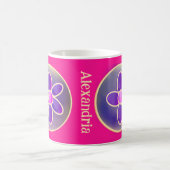 Gepersonaliseerde Bloem Hot Pink Koffiemok (Center)