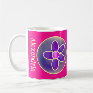 Gepersonaliseerde Bloem Hot Pink Koffiemok