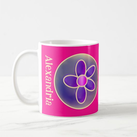 Gepersonaliseerde Bloem Hot Pink Koffiemok (Links)