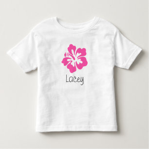 Gepersonaliseerde bloem van Hawaiian Hibiscus roze Kinder Shirts