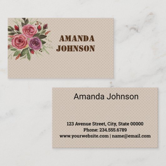 Gepersonaliseerde bloem voor monogram visitekaartje (Voorkant / Achterkant)