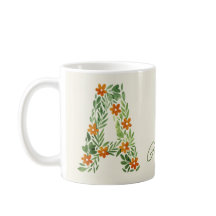 Gepersonaliseerde bloembrief A met Oranje bloemen