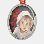 Gepersonaliseerde Bloemen Achtergrond Kerst Orname Metalen Ornament (Links)