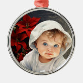 Gepersonaliseerde Bloemen Achtergrond Kerst Orname Metalen Ornament (Voorkant)