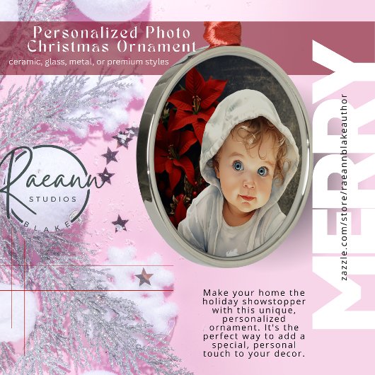 Gepersonaliseerde Bloemen Achtergrond Kerst Orname Metalen Ornament