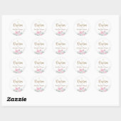 Gepersonaliseerde bloemen Baby meisje gouden kruis Ronde Sticker (Vel)