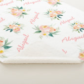 Gepersonaliseerde Bloemen Baby Meisje Naam Sherpa  Sherpa Deken (3/4)