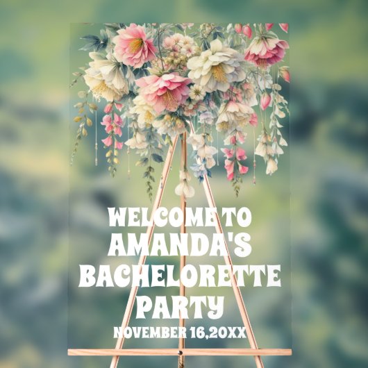 Gepersonaliseerde Bloemen Bachelorette Party Welko Acryl Bord (Neutraal)