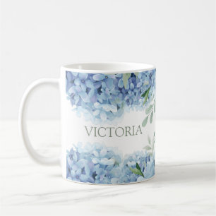 Gepersonaliseerde Bloemen Blauwe Hortensia Koffiemok