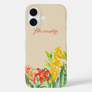 Gepersonaliseerde bloemen bloemen iPhone 16 hoesje