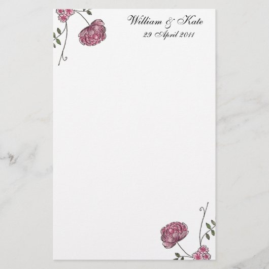 Gepersonaliseerde Bloemen bruiloft briefpapier (Voorkant)