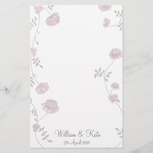 Gepersonaliseerde Bloemen bruiloft briefpapier (Voorkant)