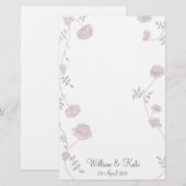 Gepersonaliseerde Bloemen bruiloft briefpapier (Voorkant / Achterkant)