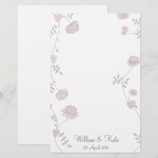 Gepersonaliseerde Bloemen bruiloft briefpapier (Voorkant / Achterkant)