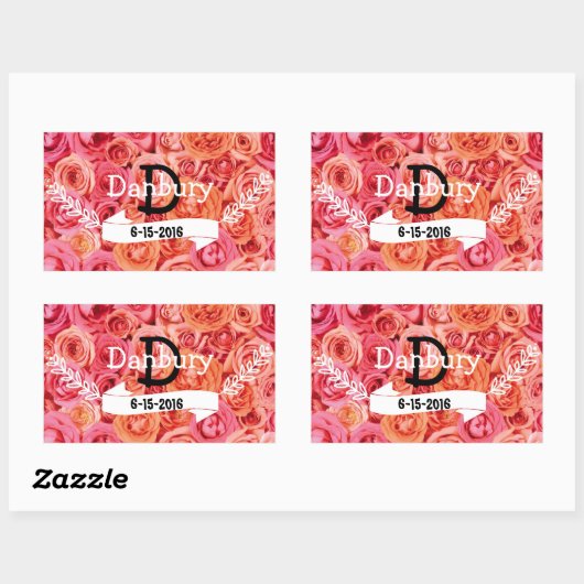 Gepersonaliseerde Bloemen bruiloft Rechthoekige Sticker (Vel)