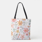 Gepersonaliseerde Bloemen Canvas tas met Initiaal (Achterkant)