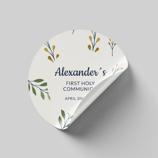 Gepersonaliseerde Bloemen Eerste Communie Sticker