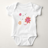 Gepersonaliseerde bloemen en bijenpak Baby Romper (Voorkant)