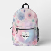 Gepersonaliseerde bloemen en hart bedrukte rugzak (Voorkant)