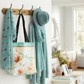 Gepersonaliseerde bloemen en libellen tote bag