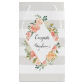 Gepersonaliseerde Bloemen en Strepen Patroon Klein Cadeauzakje (Achterkant)