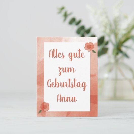 Gepersonaliseerde Bloemen Gelukkige Verjaardag in  Briefkaart (Staand voorkant)