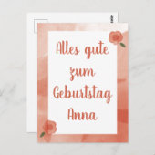 Gepersonaliseerde Bloemen Gelukkige Verjaardag in  Briefkaart (Voorkant / Achterkant)